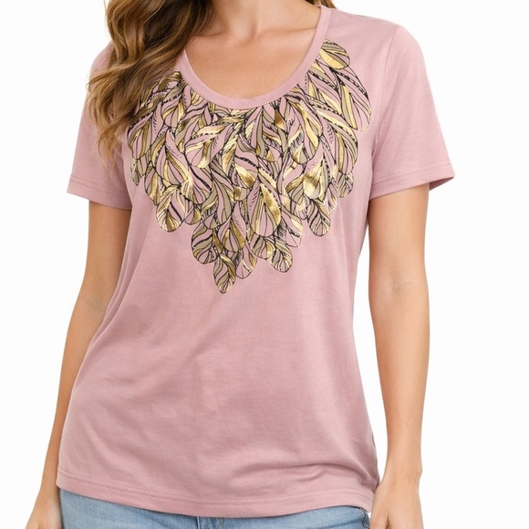 Daisy Fuentes Tops - Daisy fuentes dusty pink gold tshirt